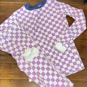 Primary Purple and White Pajama Set with Checkered Design